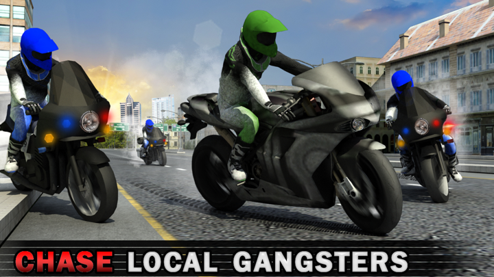 警方自行车巡逻犯罪大通3D枪射击游戏- Police Bike Crime Chase Game screenshot 2