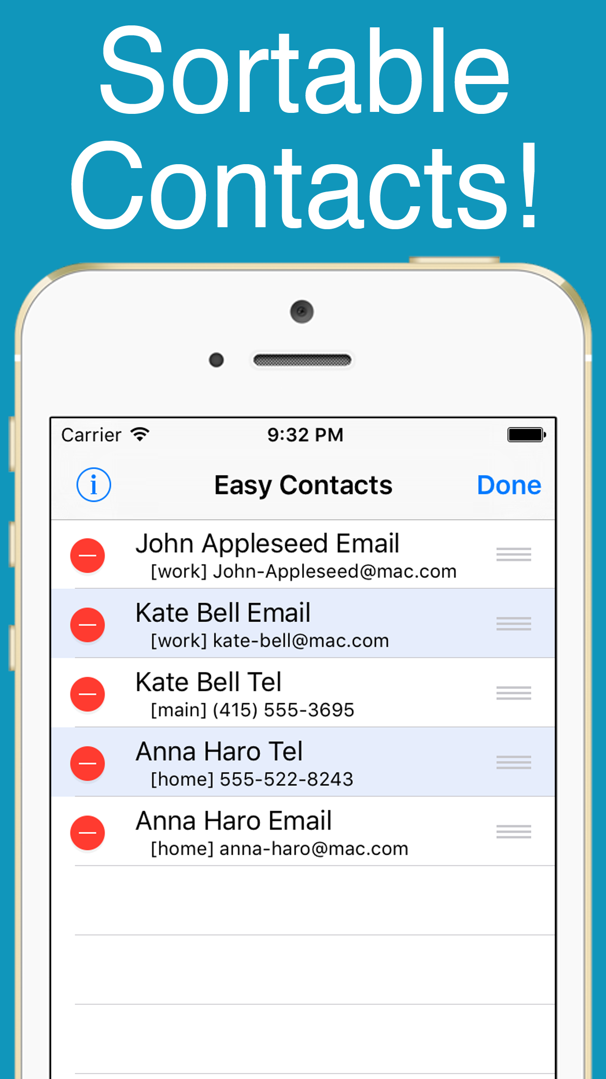 Easy Contacts - One tap!