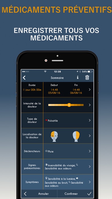 Screenshot #2 pour HeadApp  journal maux de tête