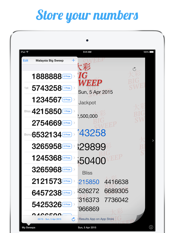 Malaysia Big Sweep Results iPad screenshot 3 - Lifestyle app