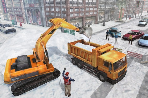 Heavy Snow Excavator Simulator 3D – Extreme Winter Crane Operator and Dump Truck Driving to rescue your city from snow storm screenshot 2