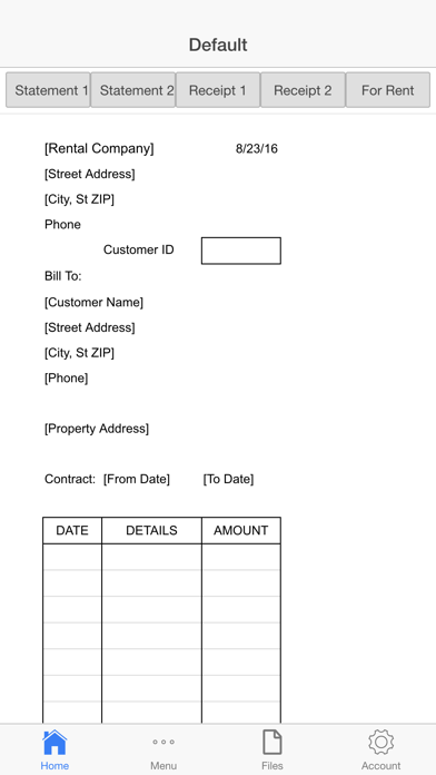Rental Invoice Screenshot