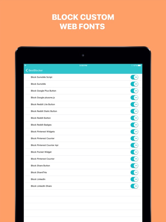 Screenshot #5 pour BestBlocker – Block Ads, Widgets, Porno Sites, Cookies and Fonts in Safari