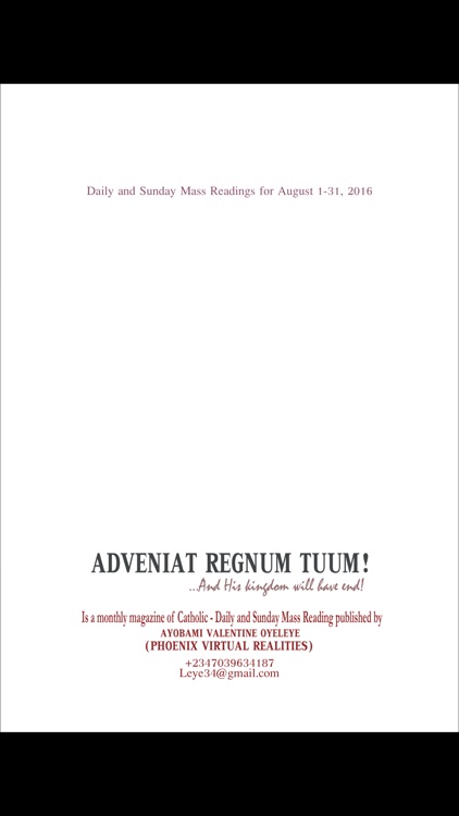 ADVENIAT REGNUM TUUM!