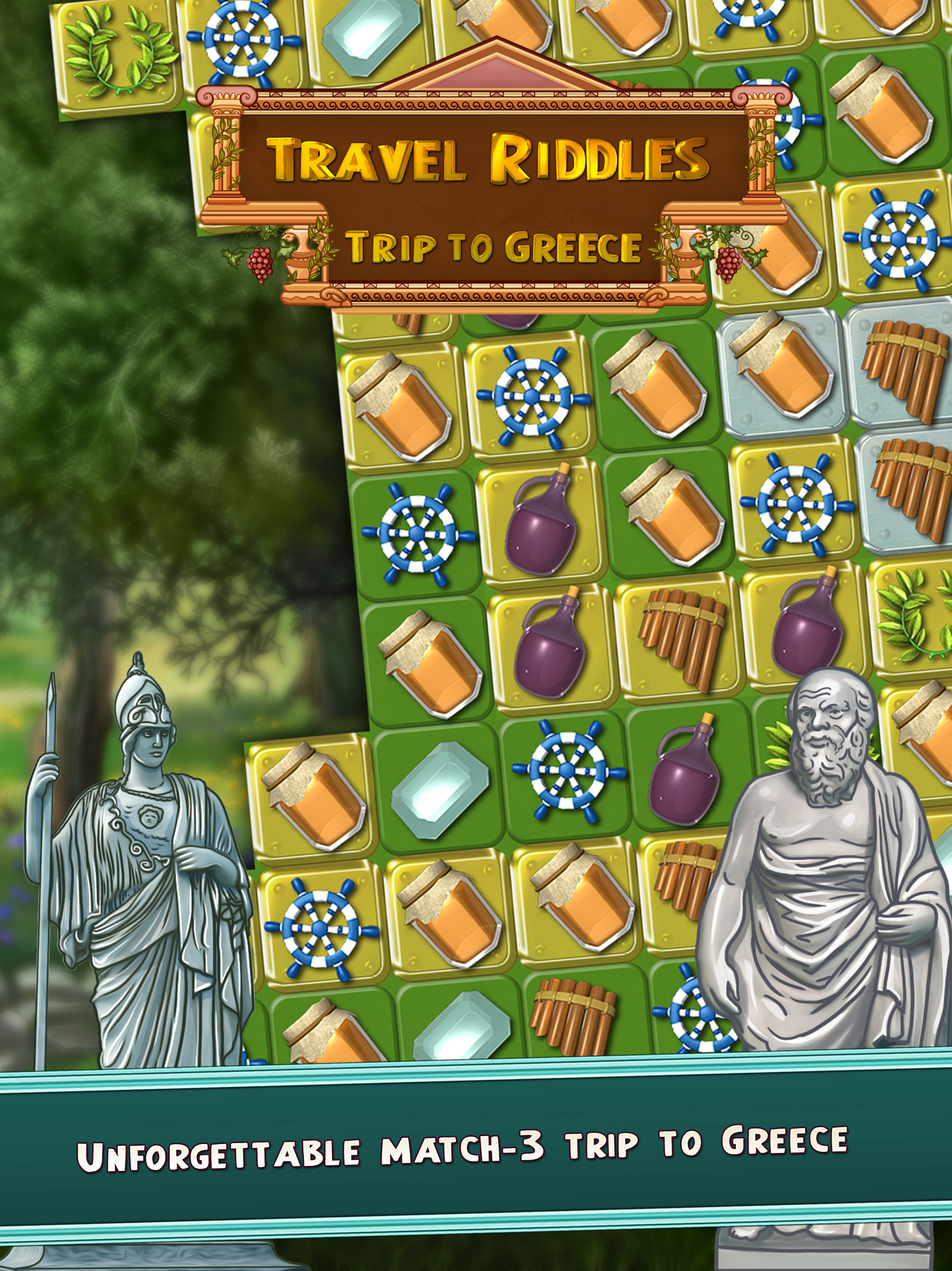 Travel Riddles: Trip To Greece - quest for Greek artifacts in a free matching puzzle game