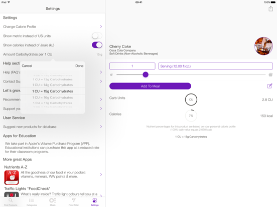 Food & Drink Carb Counter iPad screenshot 5 - Medical app