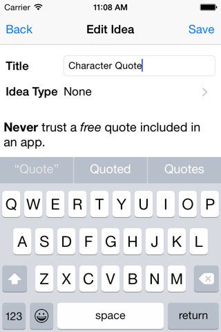 WriteIdeas screenshot 2