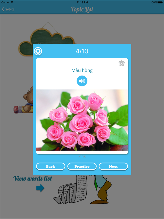 Screenshot #6 pour Vietnamese Vocabulary - Study Vietnamese language