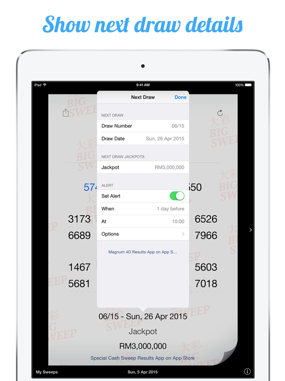Malaysia Big Sweep Results iPad screenshot 5 - Lifestyle app