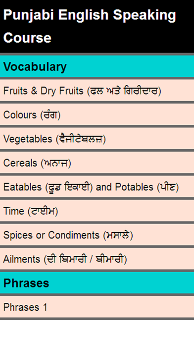 punjabi english speaking course iPhone screenshot 1 - Education app
