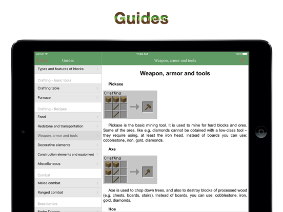 Database for Minecraft - Pocket Edition iPad screenshot 4 - Reference app