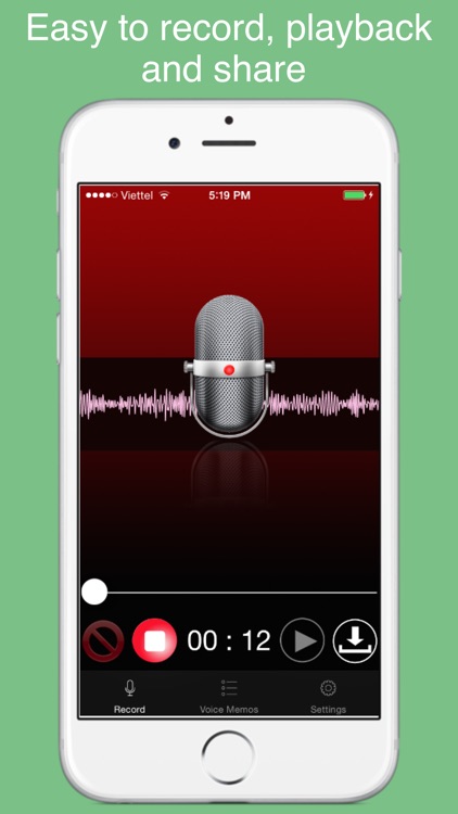 Mp3 Recorder (FREE) - mp3 voice memo, playback, share