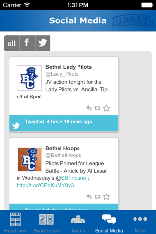 Bethel College Athletics screenshot 2