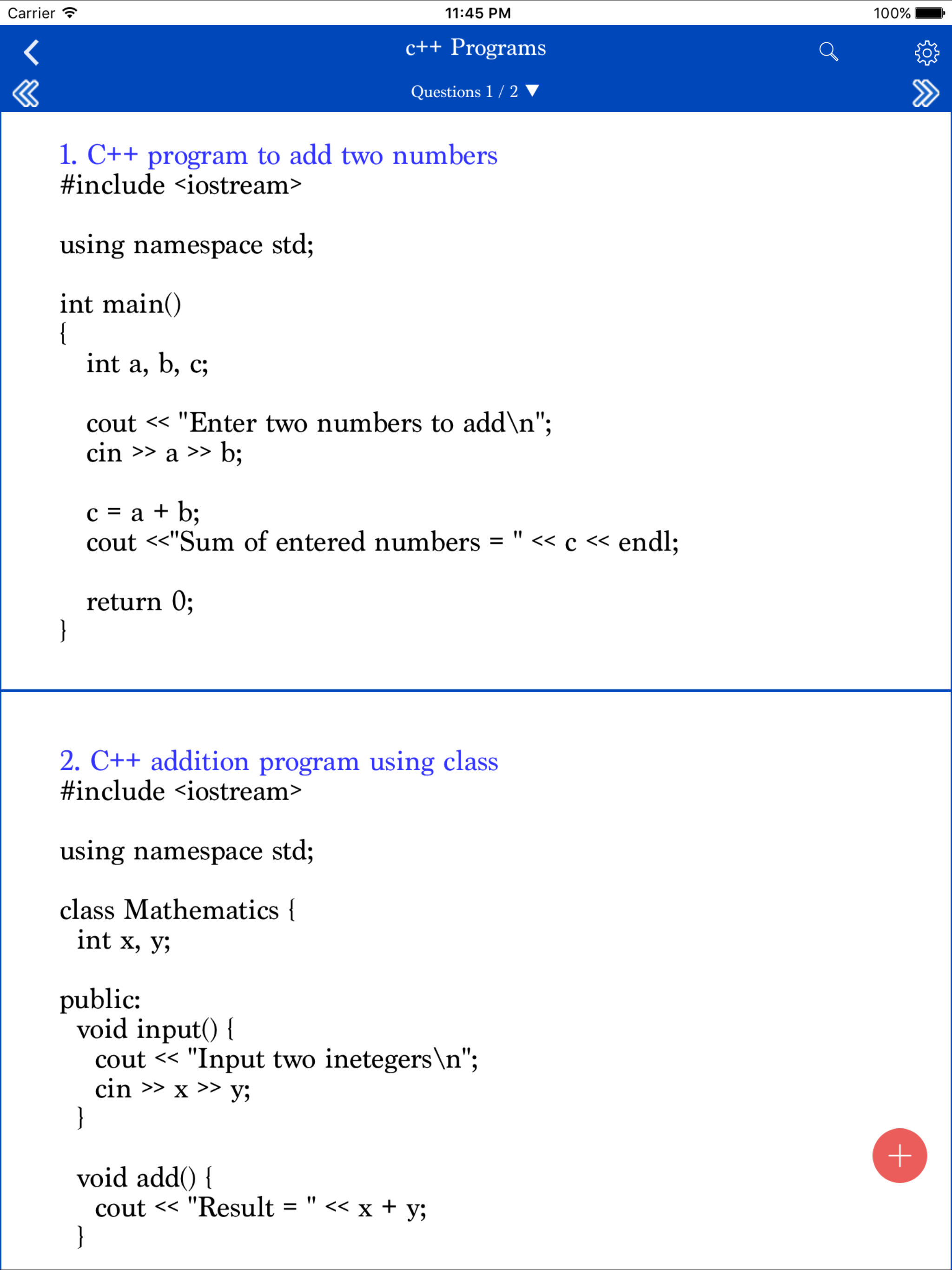 C++  programs
