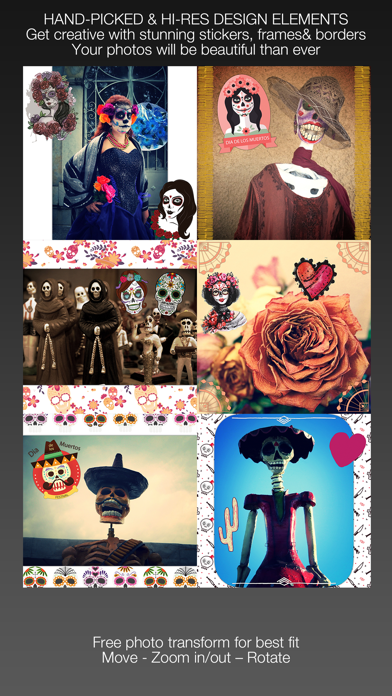 Screenshot #1 pour Calavera : Day Of The Dead - Add stickers, backgrounds and customize pictures