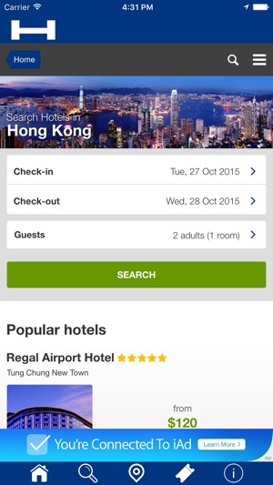 香港對於今晚與地圖和旅行遊覽比較和預訂酒店(圖1)-速報App