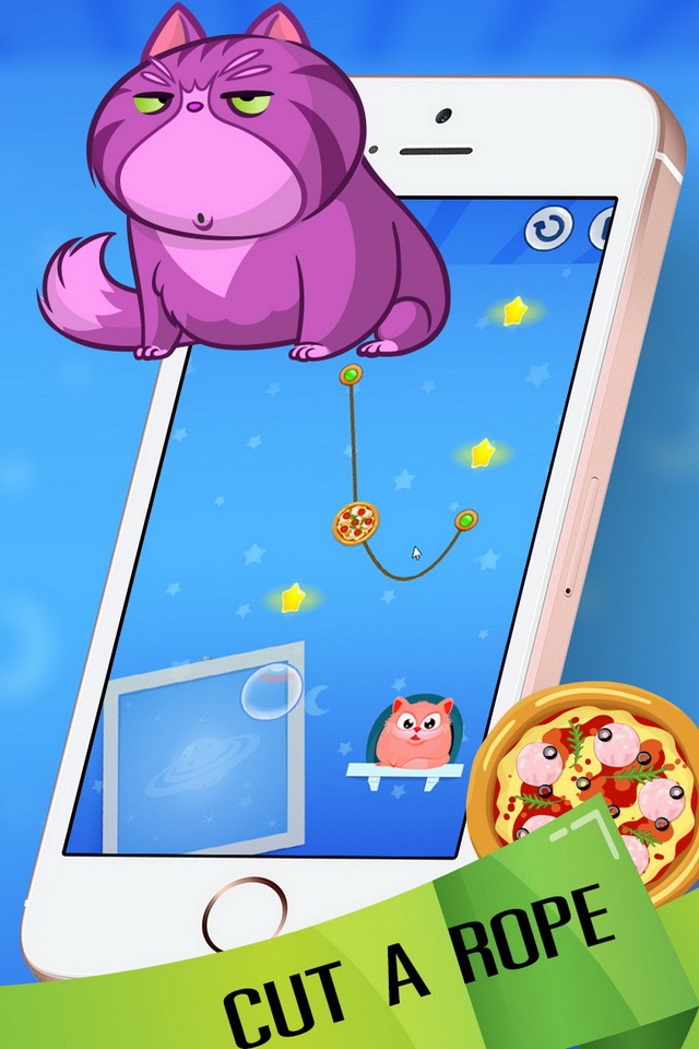 Kitty Care - Help cute Cat by cut Pizza on the rope and feed them screenshot 4
