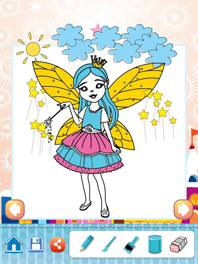 Fairy Princess Drawing Coloring Book - Cute Caricature Art Ideas pages for kids