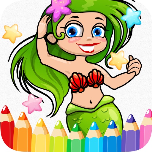 Mermaid Princess Coloring Book - Printable Coloring Pages with Finger Painting iOS App