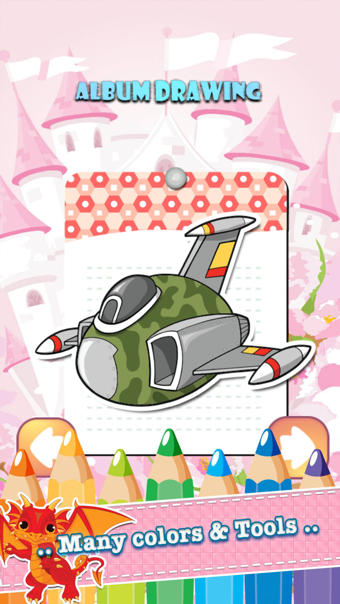Plane Drawing Coloring Book - Cute Caricature Art Ideas pages for kids