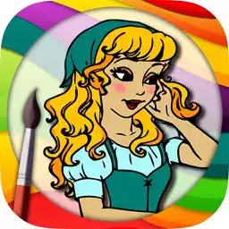 Cinderella Coloring book & Paint classic fairy tales for kids app icon