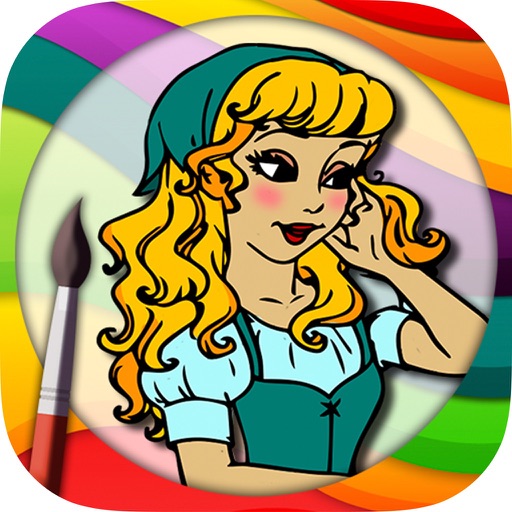 Cinderella Coloring book & Paint classic fairy tales for kids icon