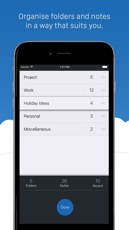Notesero - capture notes, password protect folders and backup to the cloud.