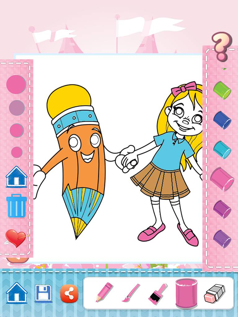Little Girls Drawing Coloring Book - Cute Caricature Art Ideas pages for kids