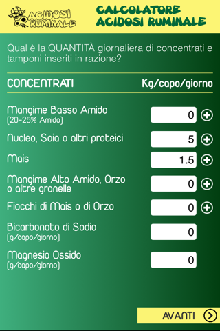 Calcolatore Acidosi Ruminale screenshot 3