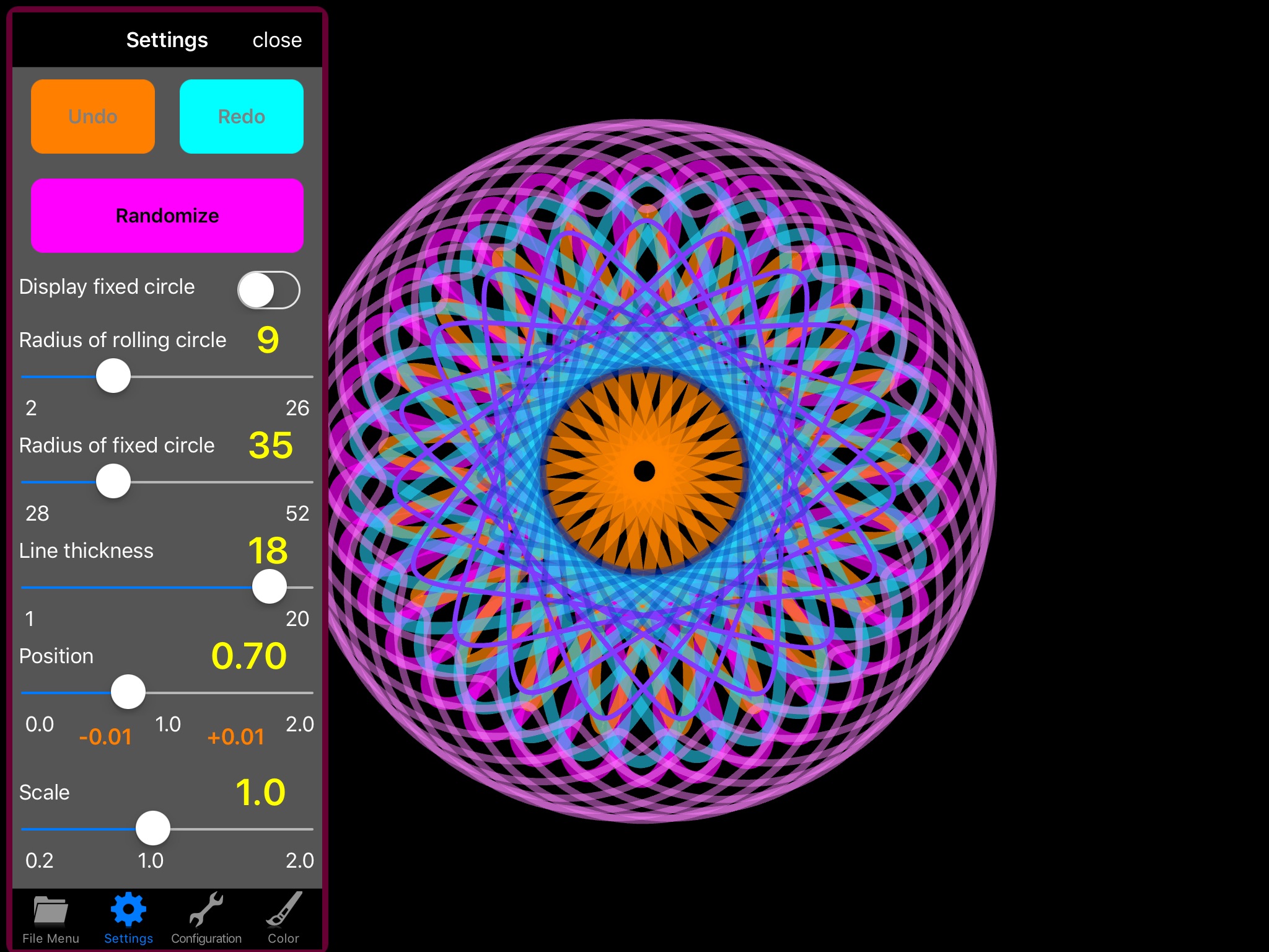 SpiroDesigner - spirograph simulator screenshot 2