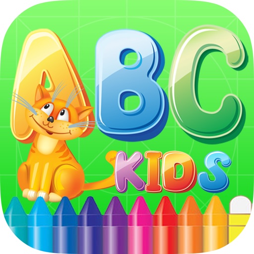 ABC alphabet coloring with animals education game for learn icon