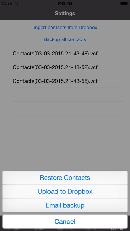 iBlacklist Contact - Blocked Call & SMS , Group Contact , Backup & Restore Contact on Dropbox