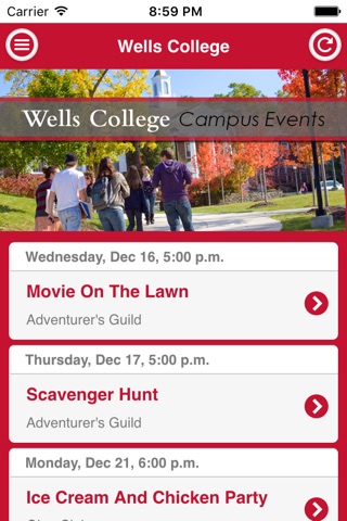 Wells College Events screenshot 2