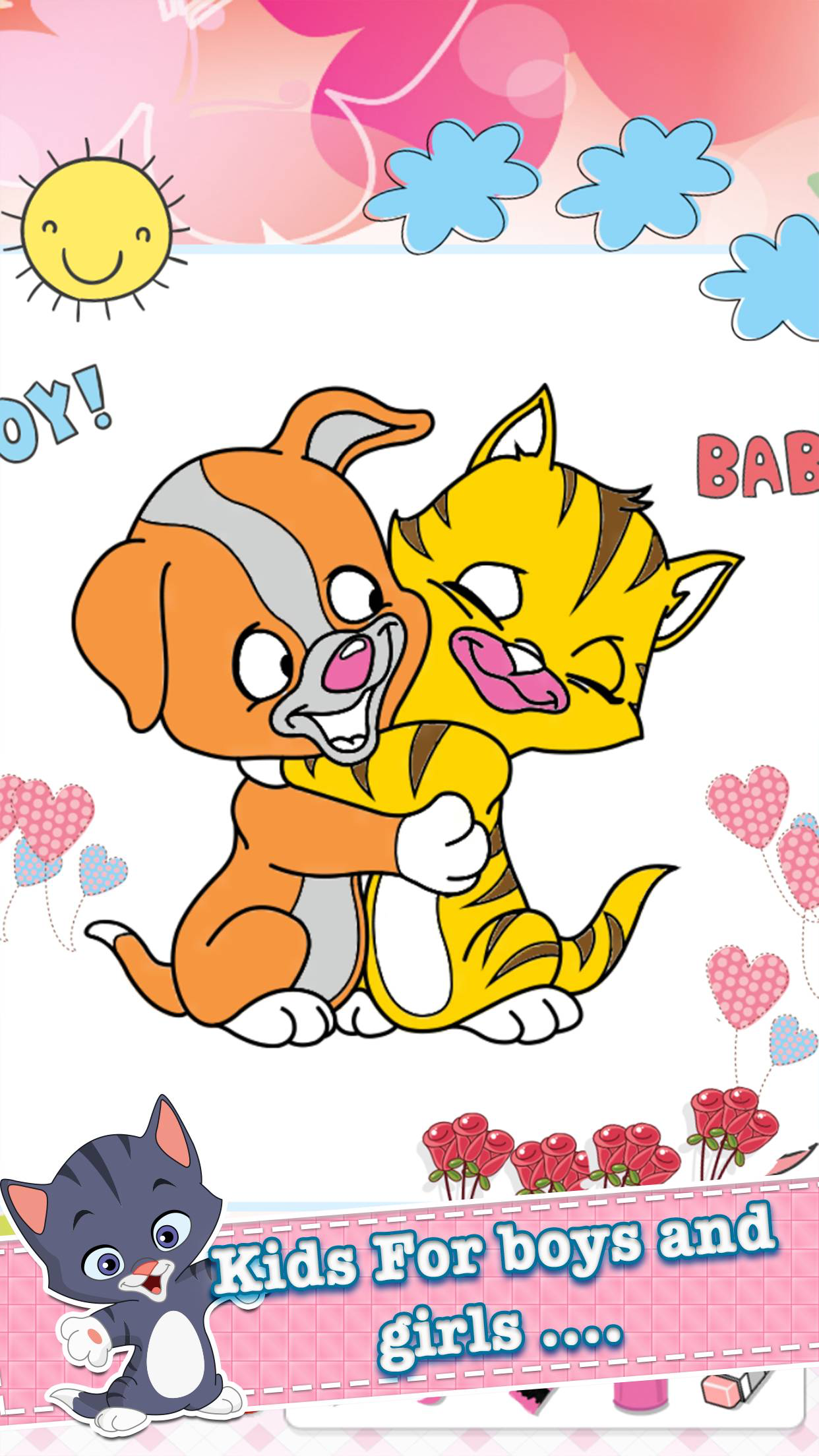 The Little Kitten Drawing Coloring Book Painting Pages learning games for kids screenshot 3