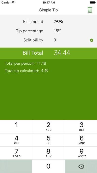 Simple Tip - Easy to use tip calculator & bill splitter iPhone screenshot