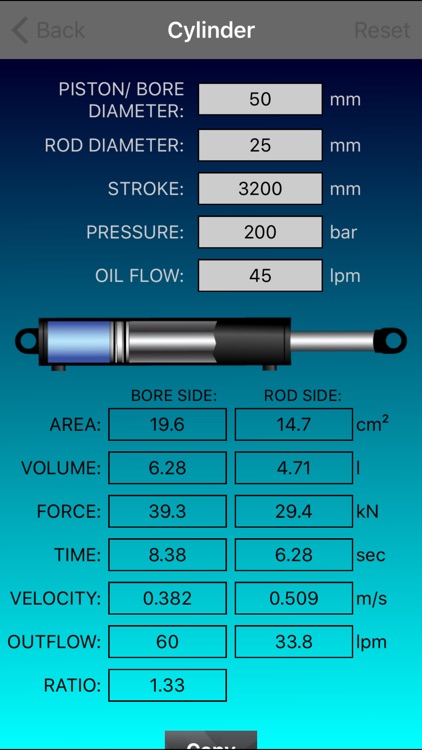 Hydraulic Cylinder Calculator