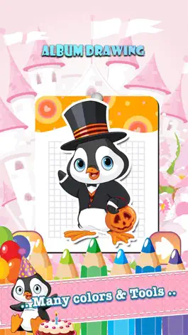 Game screenshot Penguin Drawing Coloring Book - Cute Caricature Art Ideas pages for kids mod apk