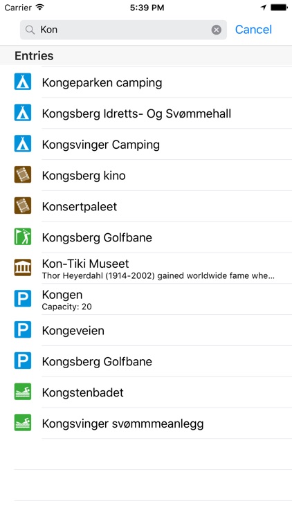 Leisuremap Norway, Camping, Golf, Swimming, Car parks, and more