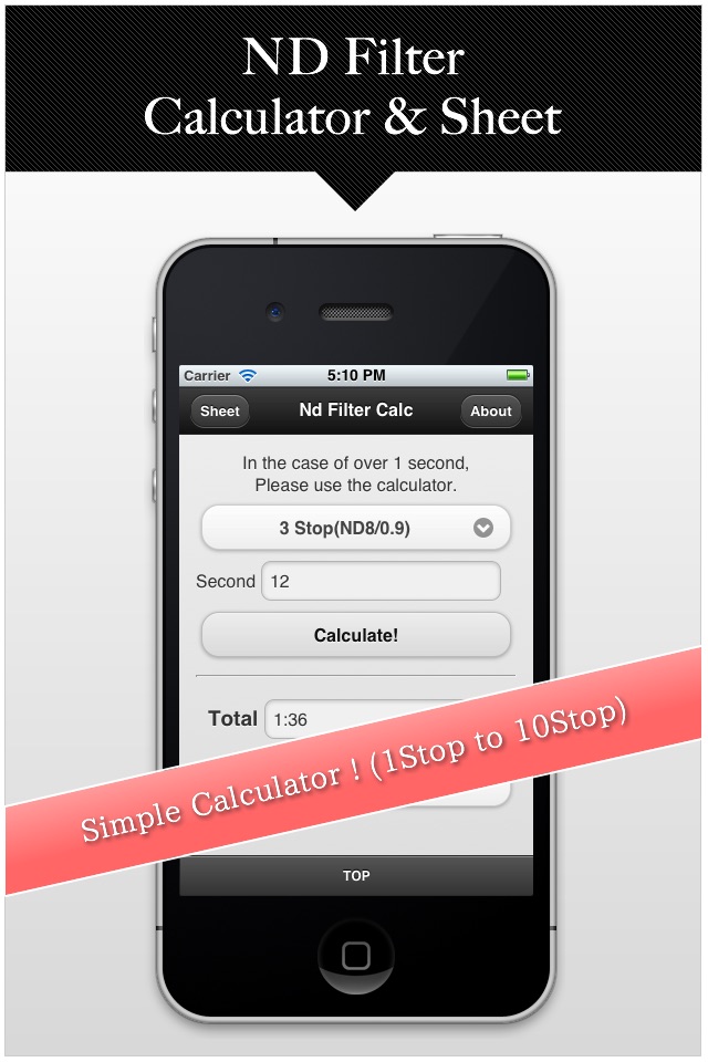 NDFilter Calculator&Sheet (Long Time Exposure Photography) screenshot 2