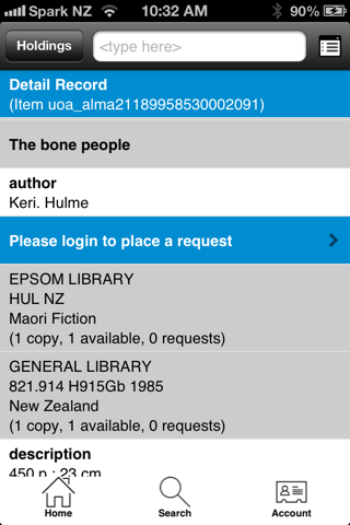 UoA Library screenshot 3