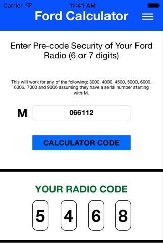 Ford Radio Code Online Version screenshot 2