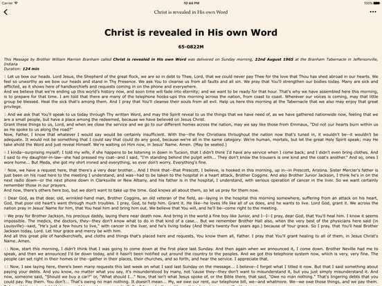 The Message - Sermons of William Branham iPad screenshot 2 - Reference app