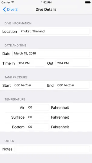 Скриншот Dive Plan на iPhone 3