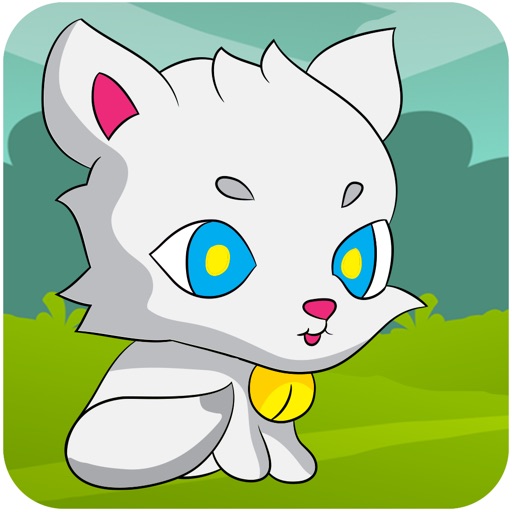 Little kitten adventure - Greedy white cat running Icon