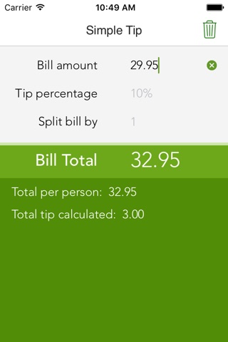 Simple Tip - Easy to use tip calculator & bill splitter screenshot 2