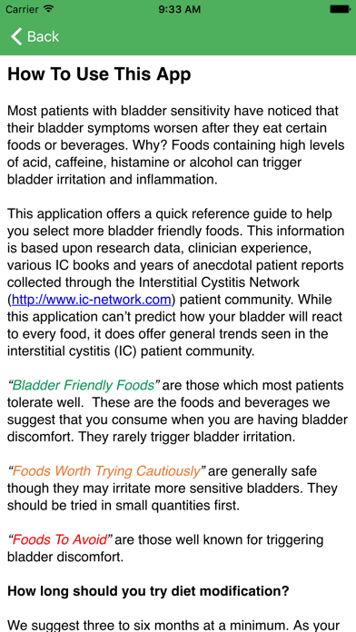 ICN Food List Screenshot