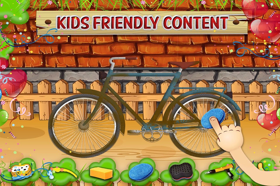 Kids bicycle washing salon: wash baby bikes for play screenshot 4