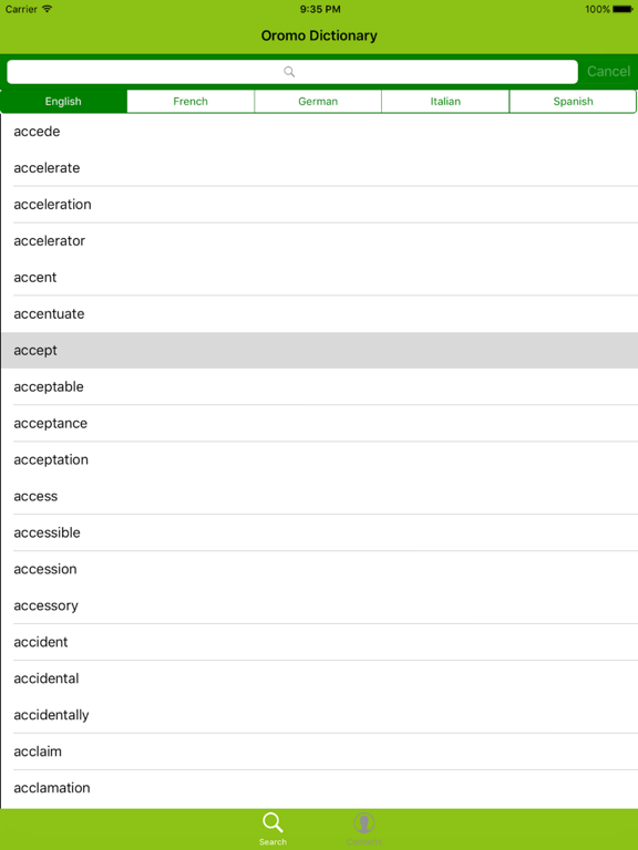Oromo Dictionary iPad screenshot 1 - Education app