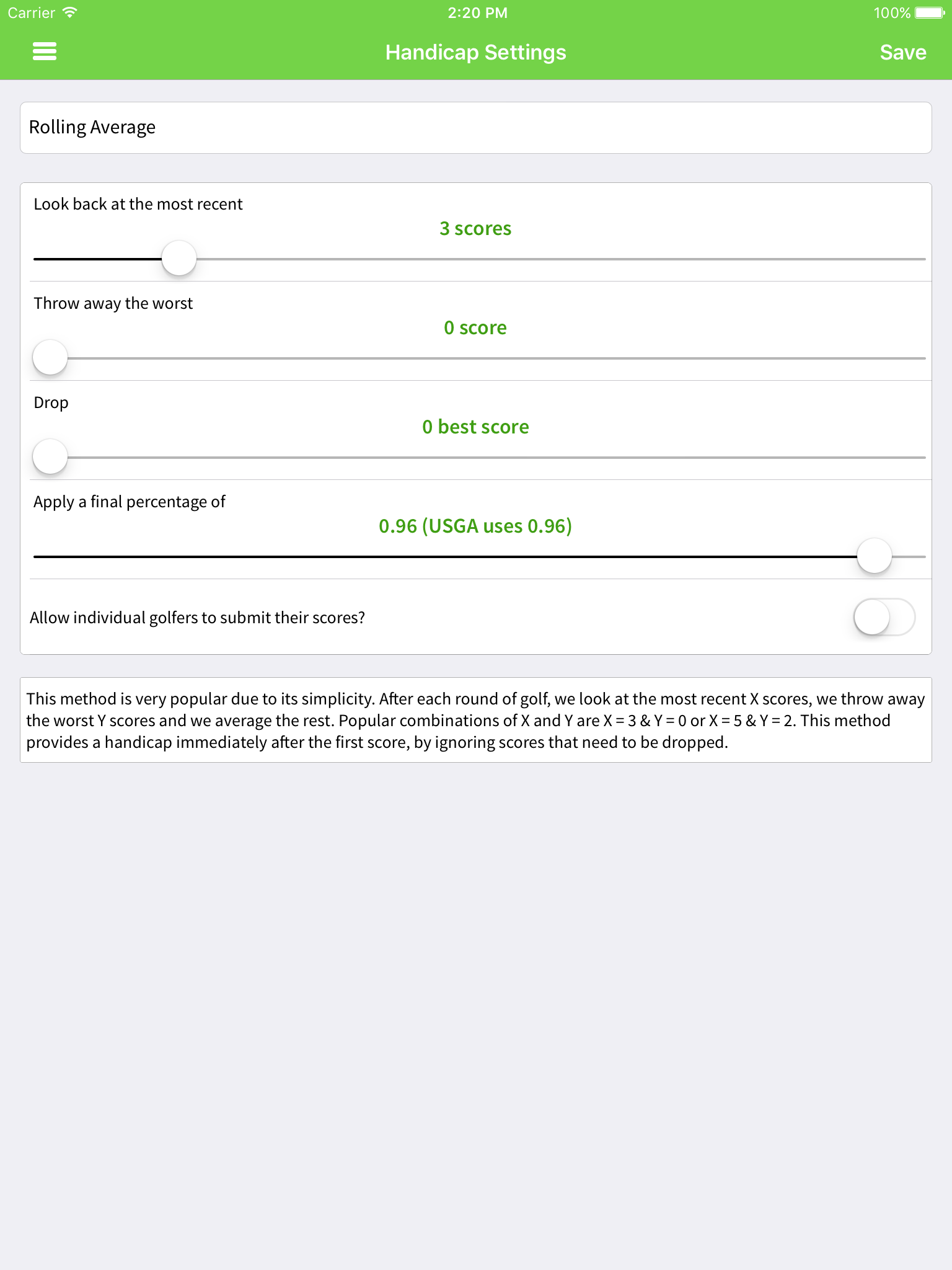 Handicap Server screenshot 5