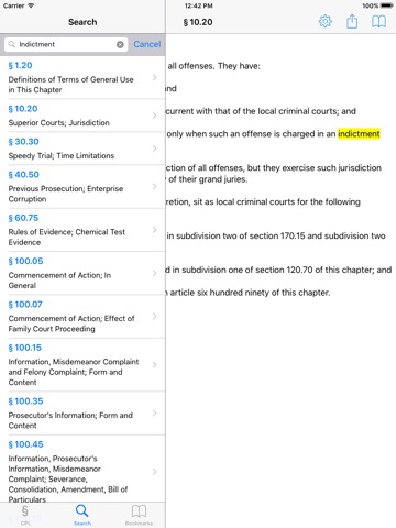 New York Criminal Procedure Law for iPad screenshot 2